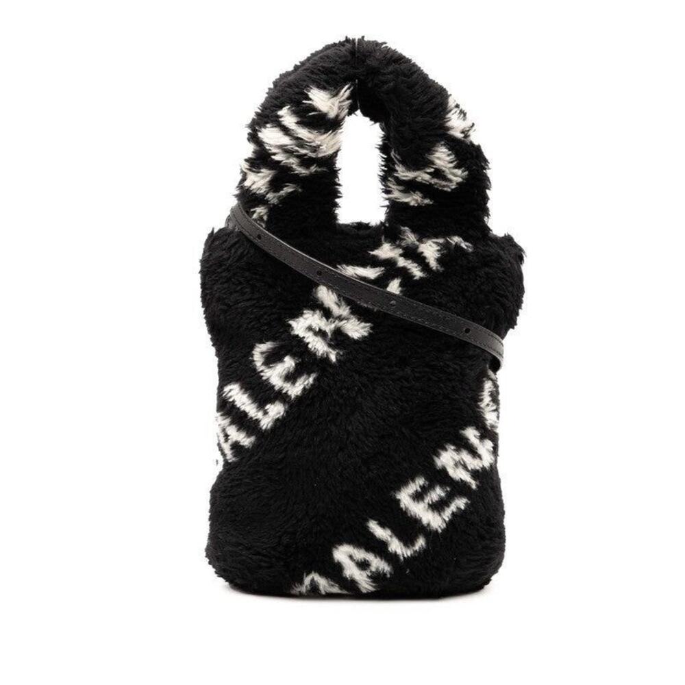 Balenciaga Faux Fur Leather Everyday Handbag Black